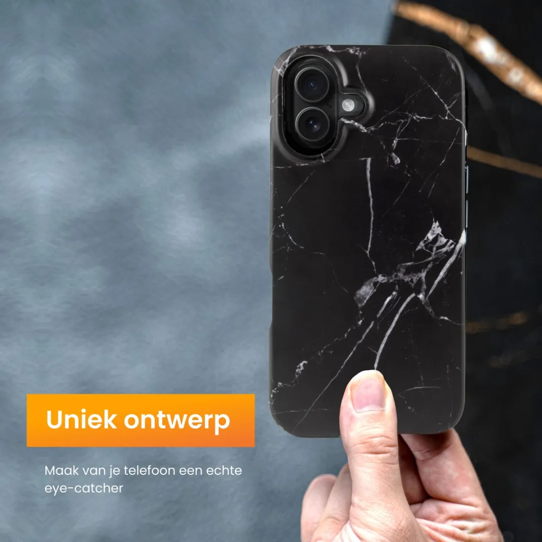 R2B iPhone 16 Hoesje Marmer - Telefoonhoesje - MagSafe