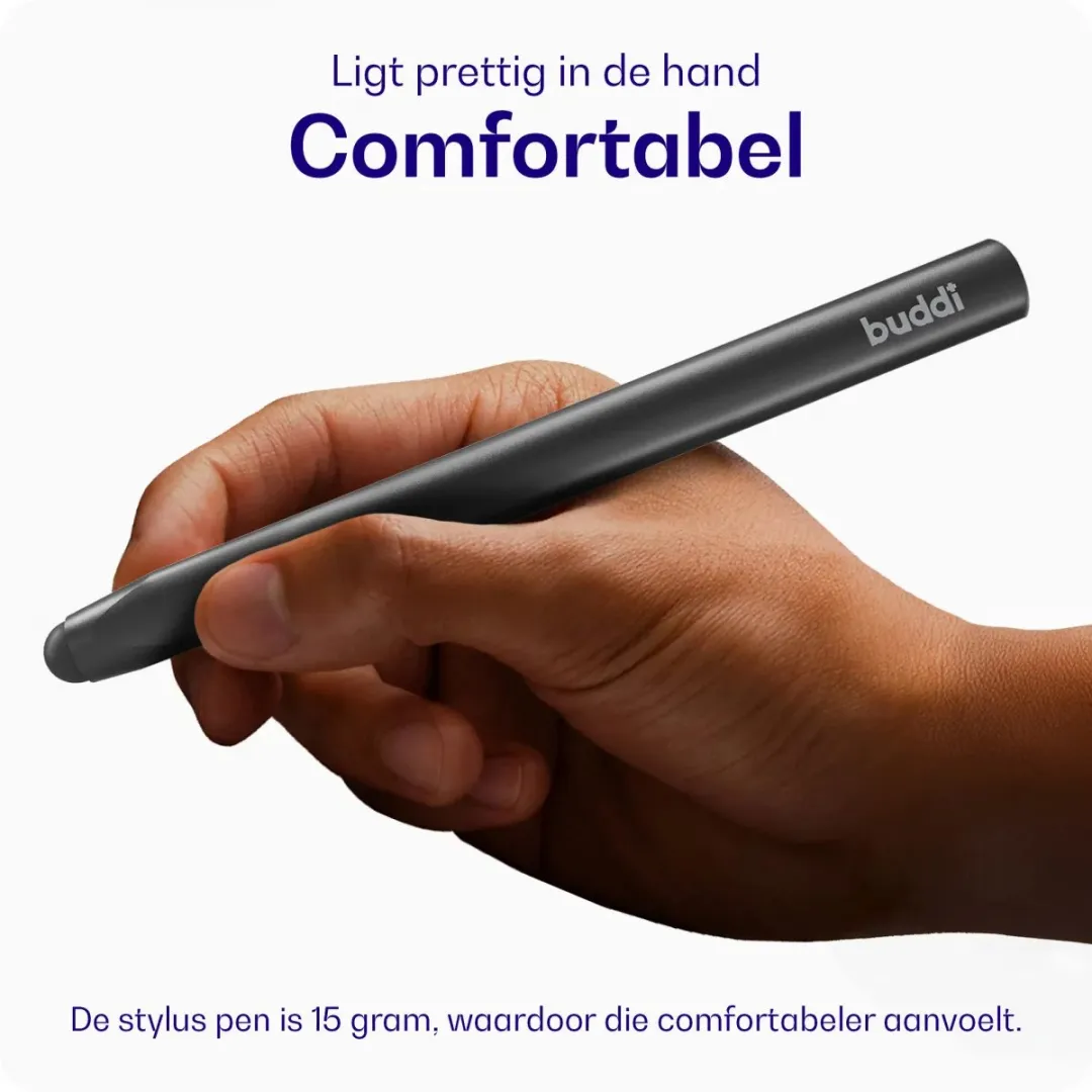 Buddi Class Stylus Pen - Universeel - Luxueus design - 15 gram - Zachte punt - Geschikt Voor o.a. Tekenen - Geschikt voor Tablet, E-reader, Telefoon en iPad - Zwart