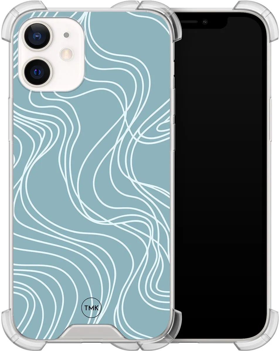 Casevibes iPhone 12 Mini TPU Hoesje - Blauw Soft Blue Waves - A/i12m/S/022