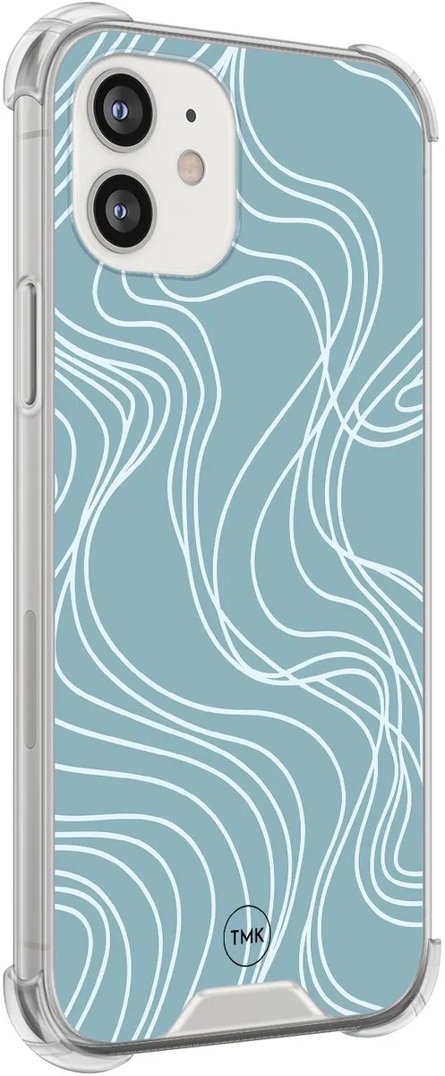 Casevibes iPhone 12 Mini TPU Hoesje - Blauw Soft Blue Waves - A/i12m/S/022