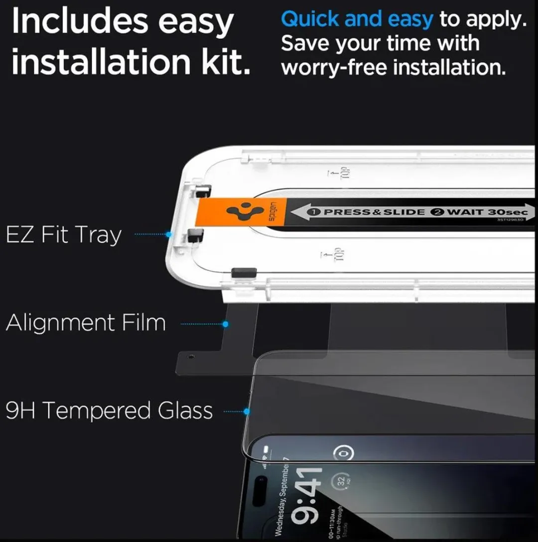 Spigen AGL06873 Screenprotector iPhone 15 Pro Max - 2 Stuks - afbeelding 6 van 6