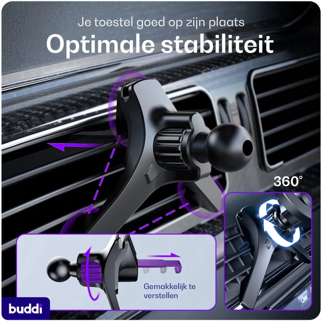 Buddi MagWay MagSafe Autohouder - Ventilatierooster - Zwart