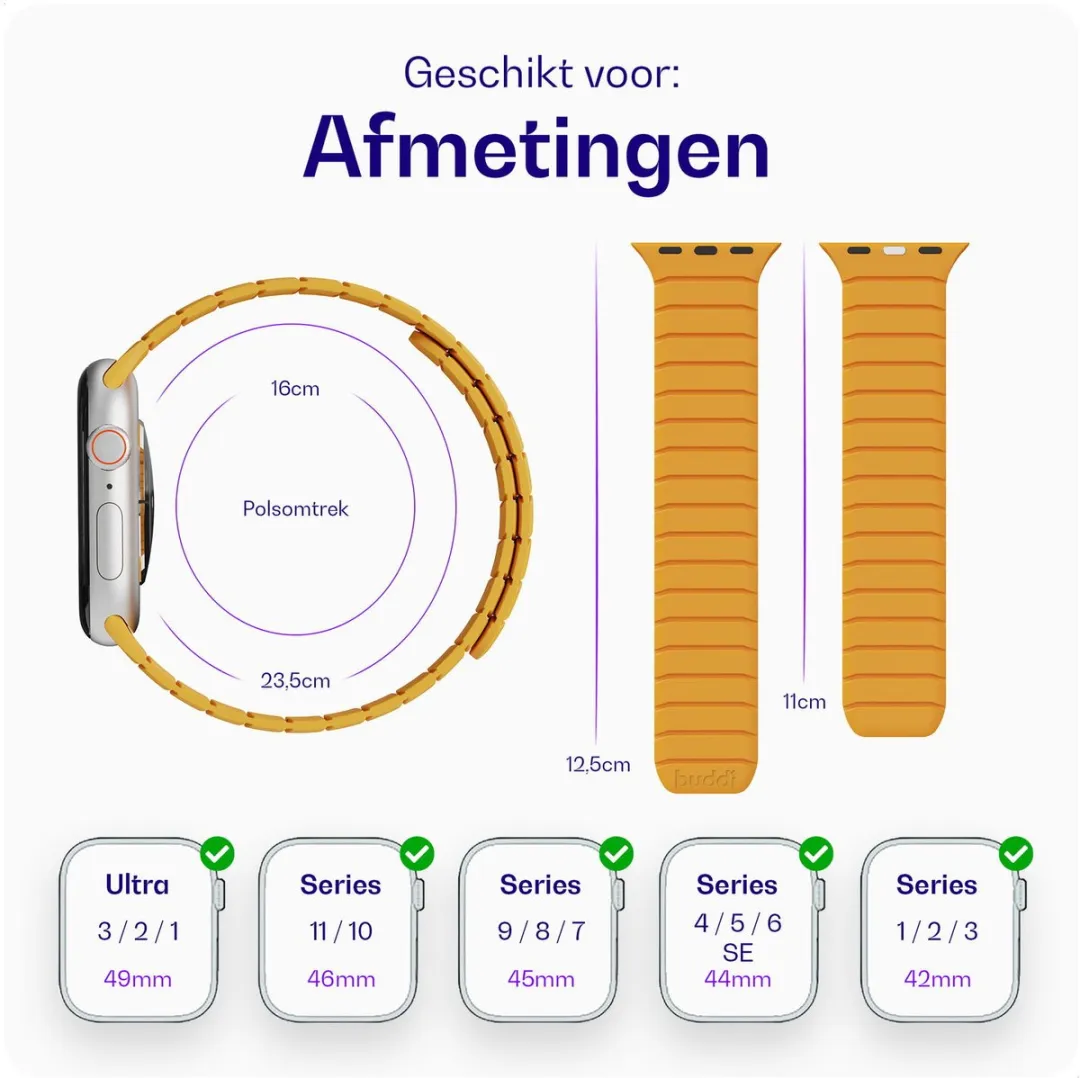 Buddi Fuse Magnetisch Bandje Apple Watch - Geel - afbeelding 6 van 6
