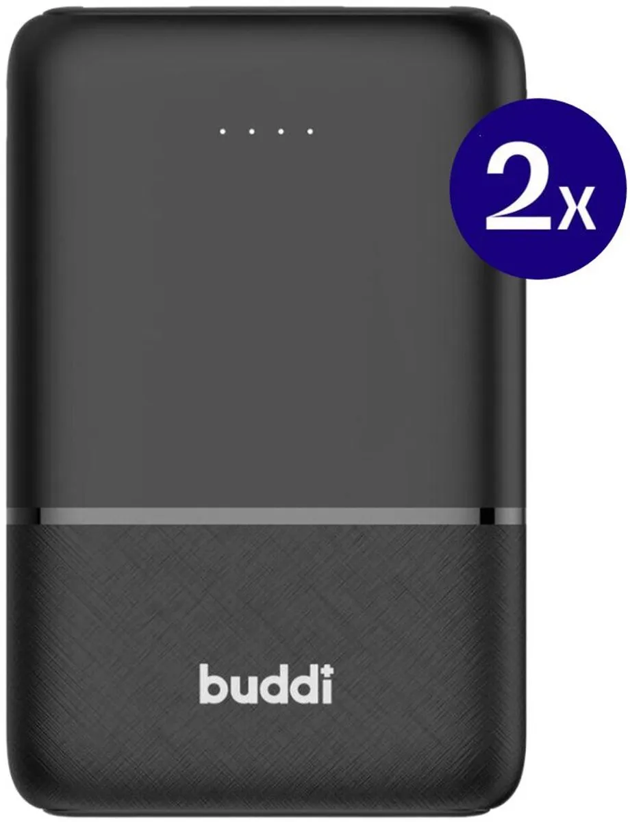 Buddi Go 5.000mAh Powerbank Duo - 2x 18,5W USB-C/USB-A - Zwart