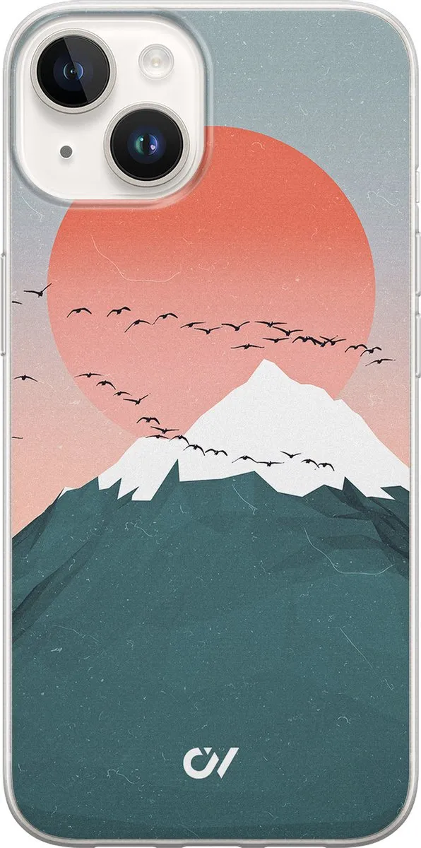 Casevibes iPhone 14 Hoesje Mountain Birds Blauw