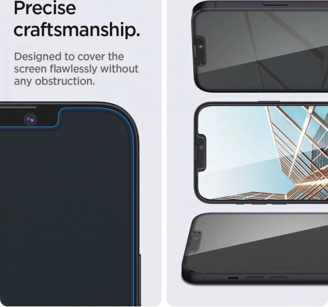 Spigen iPhone 13/13 Pro/14 Privacy Glas - Zwart