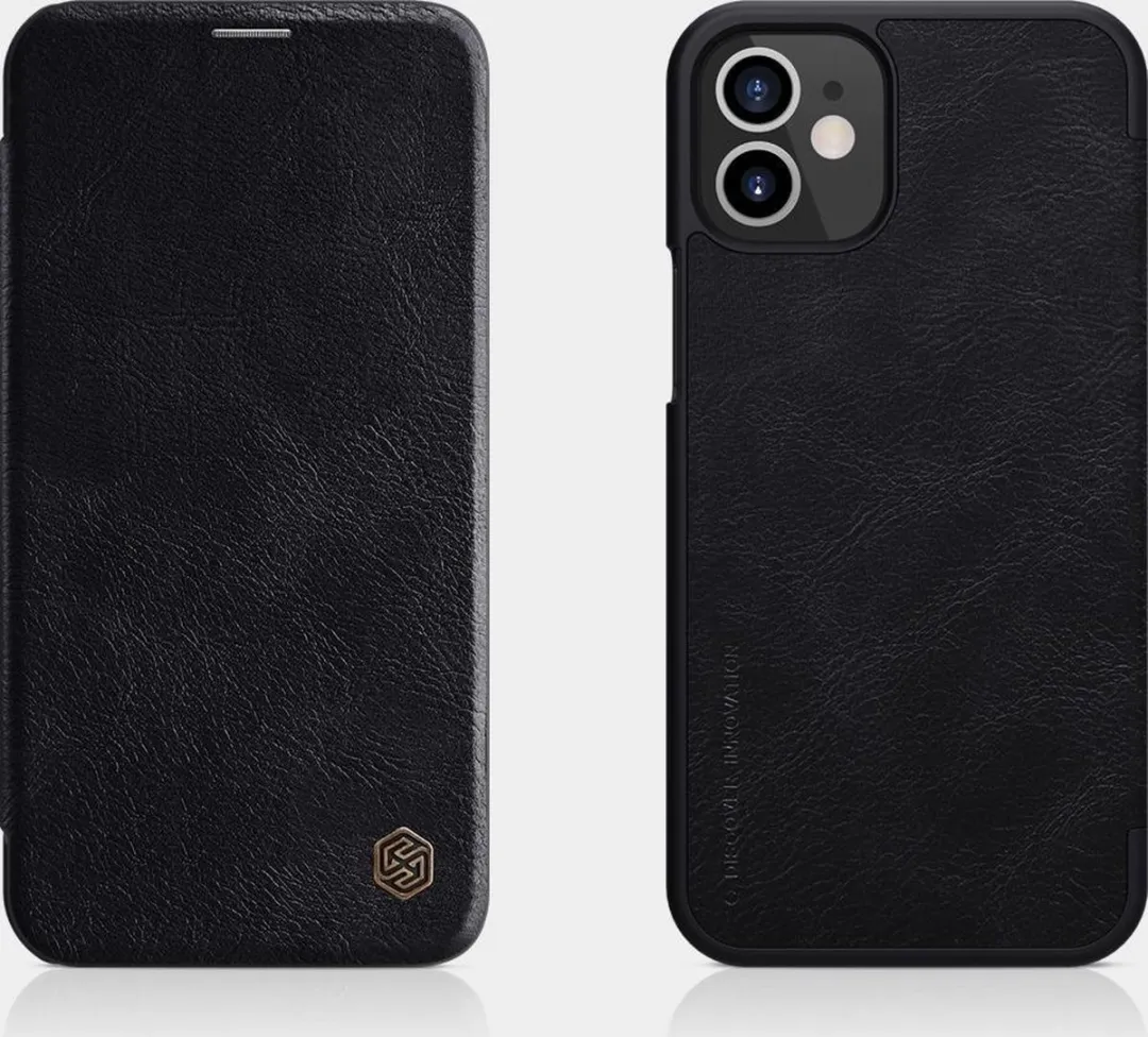 Nillkin Qin Leather Flip Cover iPhone 12 Mini - Zwart - 2 Pasjes - afbeelding 6 van 6