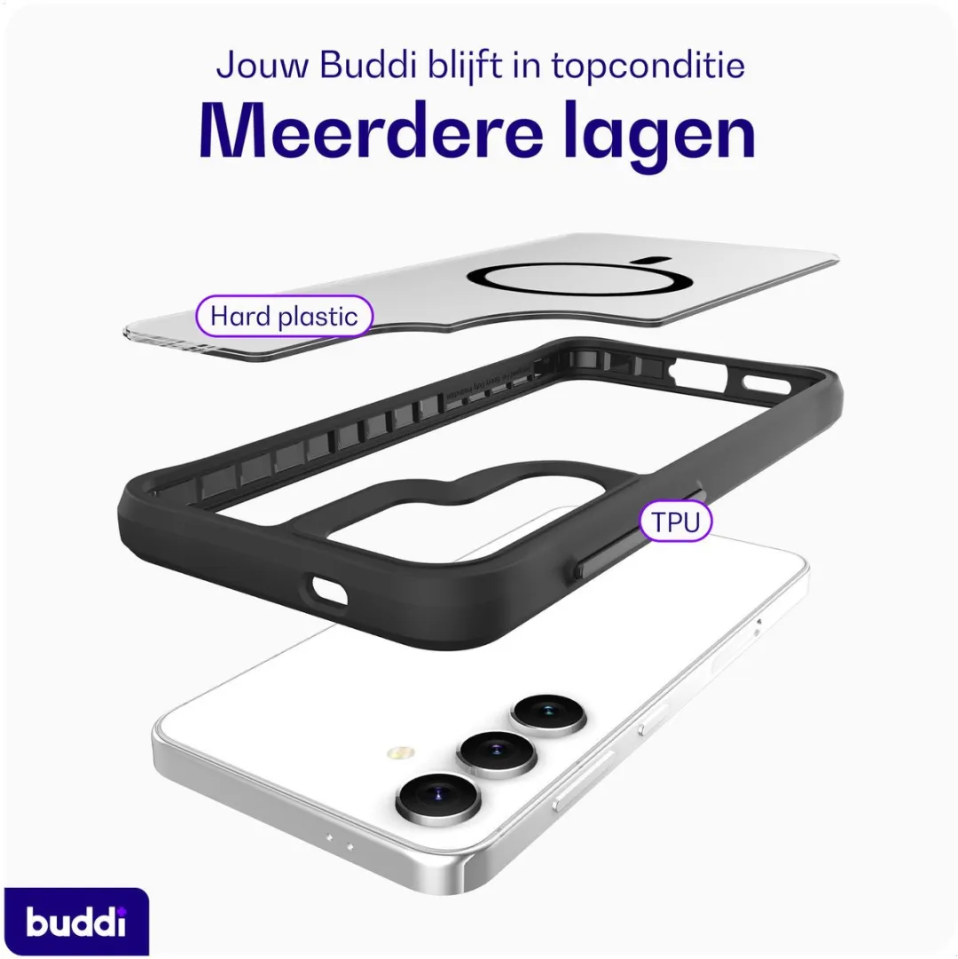 Buddi Hybrid Hoesje Samsung Galaxy S25/S24 Plus - Matte Zwart