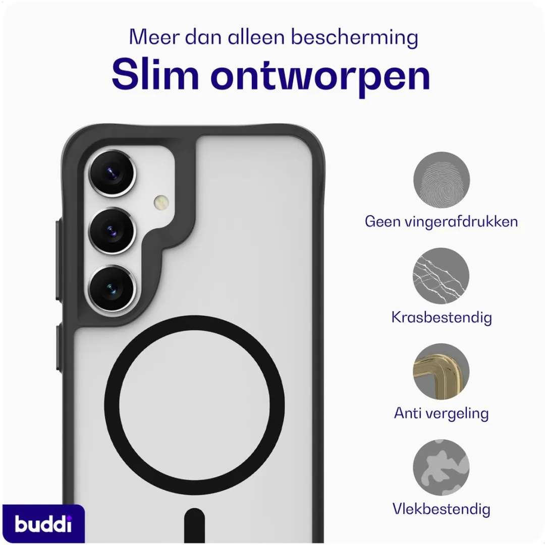Buddi Hybrid Hoesje Samsung Galaxy S25/S24 Plus - Matte Zwart - afbeelding 6 van 6