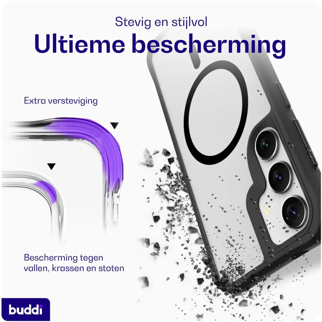 Buddi Hybrid Hoesje Samsung Galaxy S25/S24 Plus - Matte Zwart