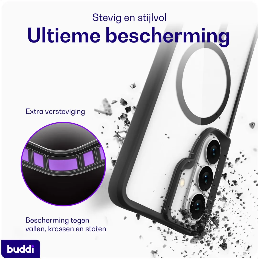 Buddi Hybrid Hoesje Samsung Galaxy S26 Plus - MagSafe - Transparant Zwart