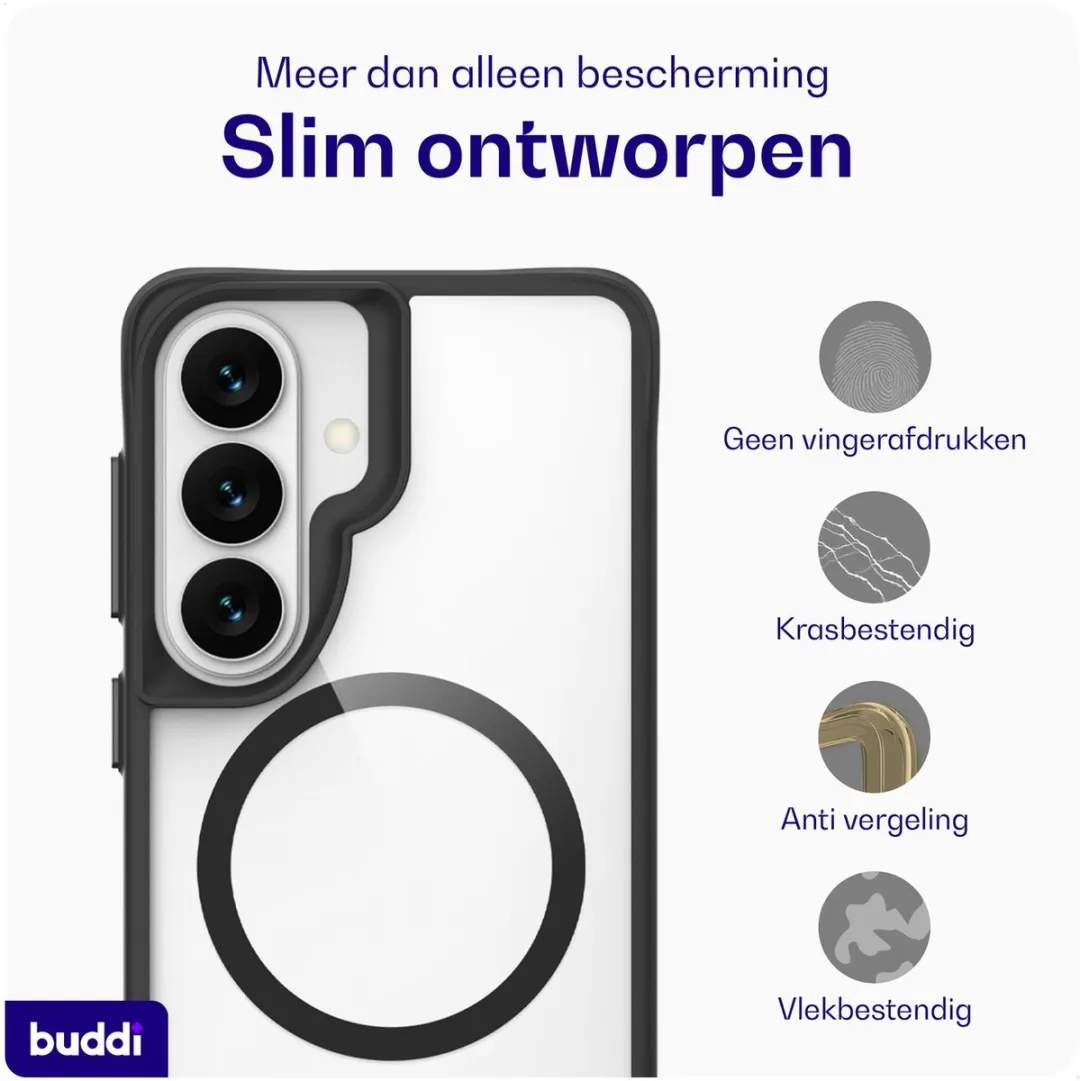 Buddi Hybrid Hoesje Samsung Galaxy S26 Plus - MagSafe - Transparant Zwart