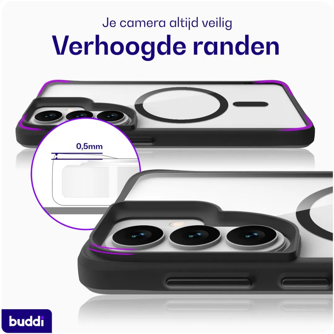 Buddi Hybrid Hoesje Samsung Galaxy S26 Plus - MagSafe - Transparant Zwart