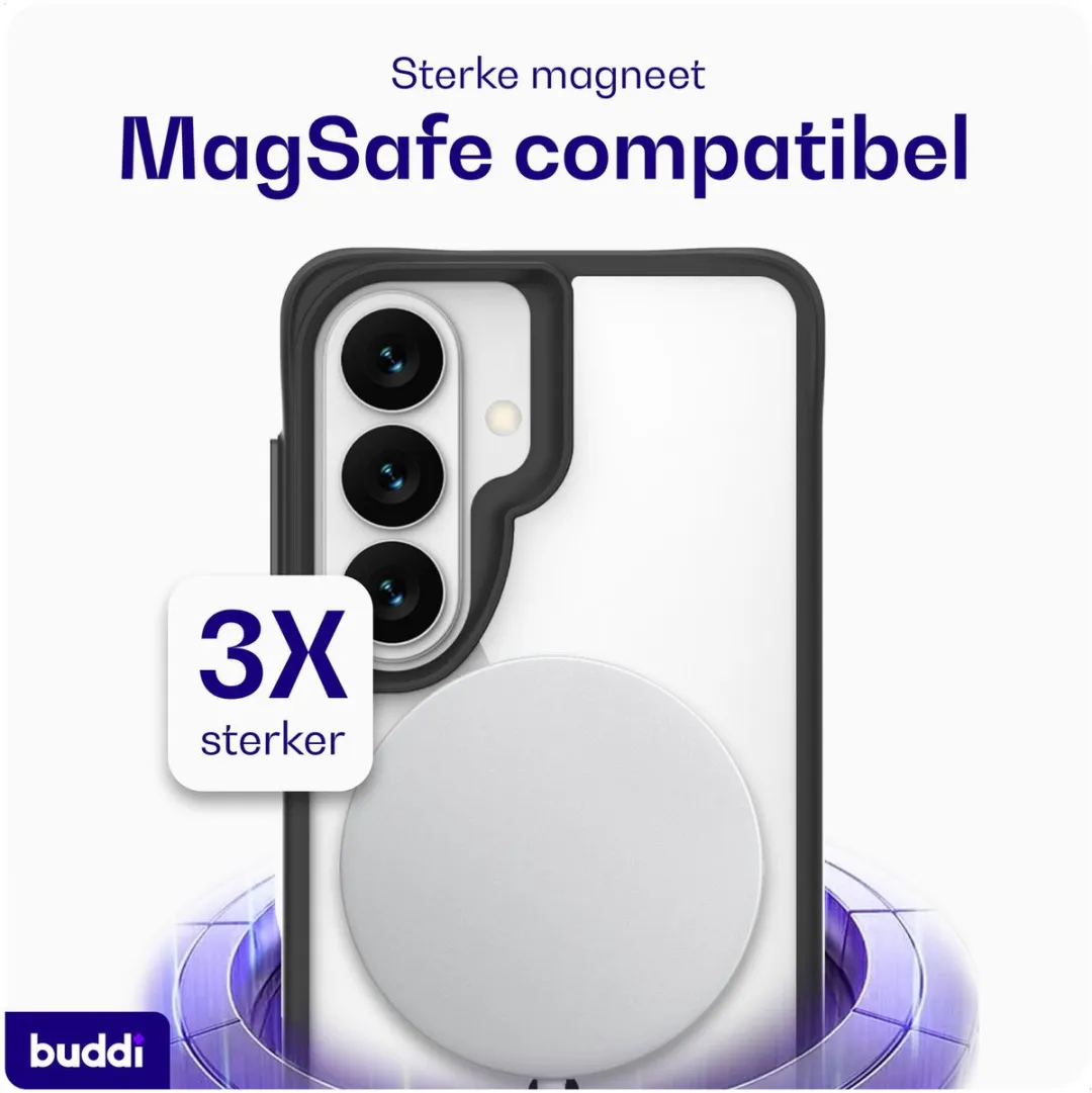 Buddi Hybrid Hoesje Samsung Galaxy S26 Plus - MagSafe - Transparant Zwart