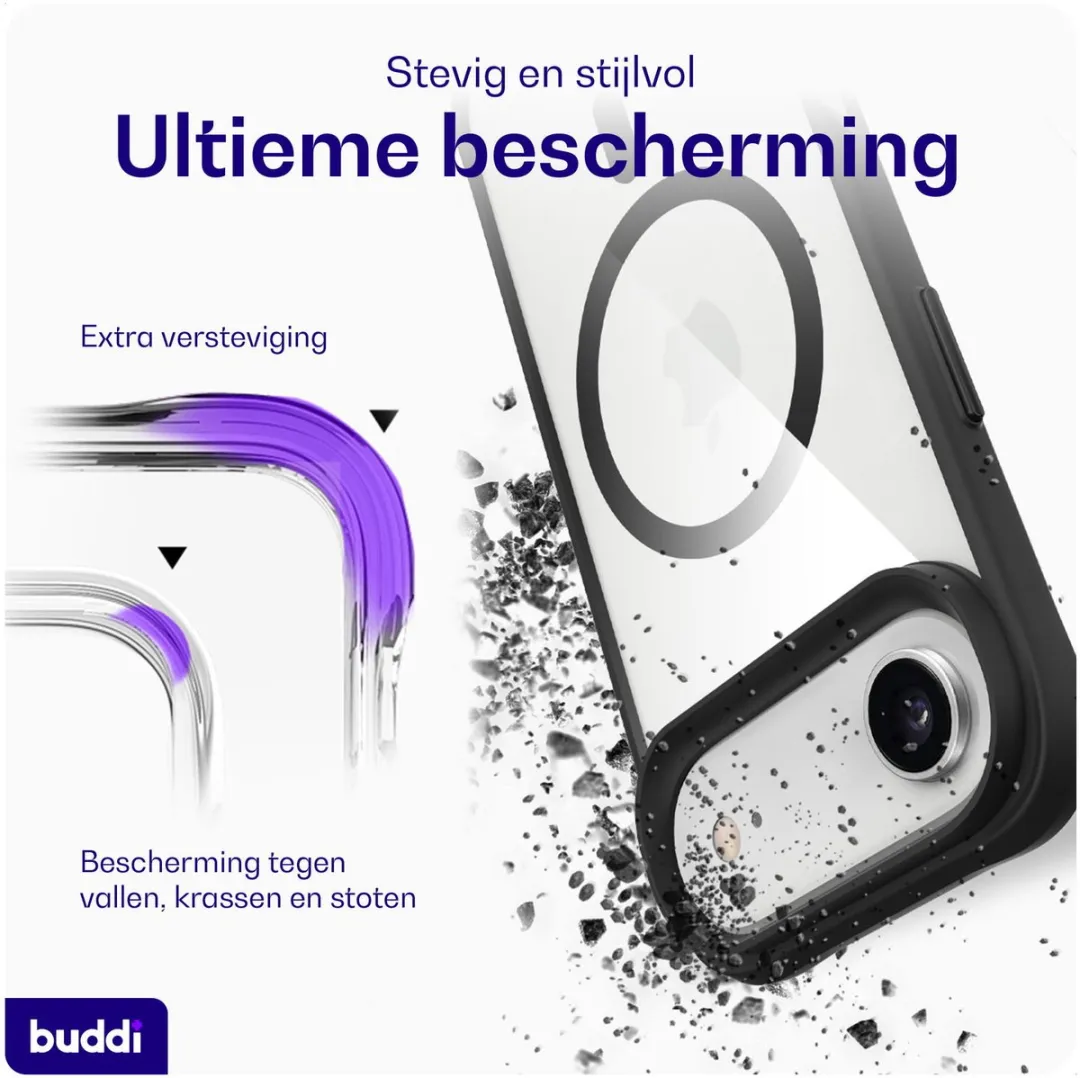 Buddi Hybrid Hoesje Apple iPhone Air - MagSafe - Transparant Zwart