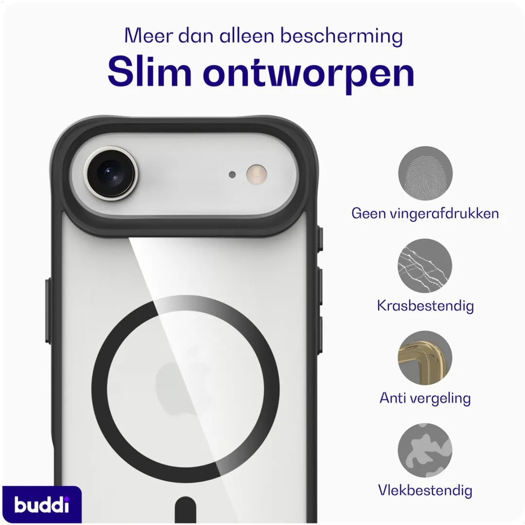 Buddi Hybrid Hoesje Apple iPhone Air - MagSafe - Transparant Zwart