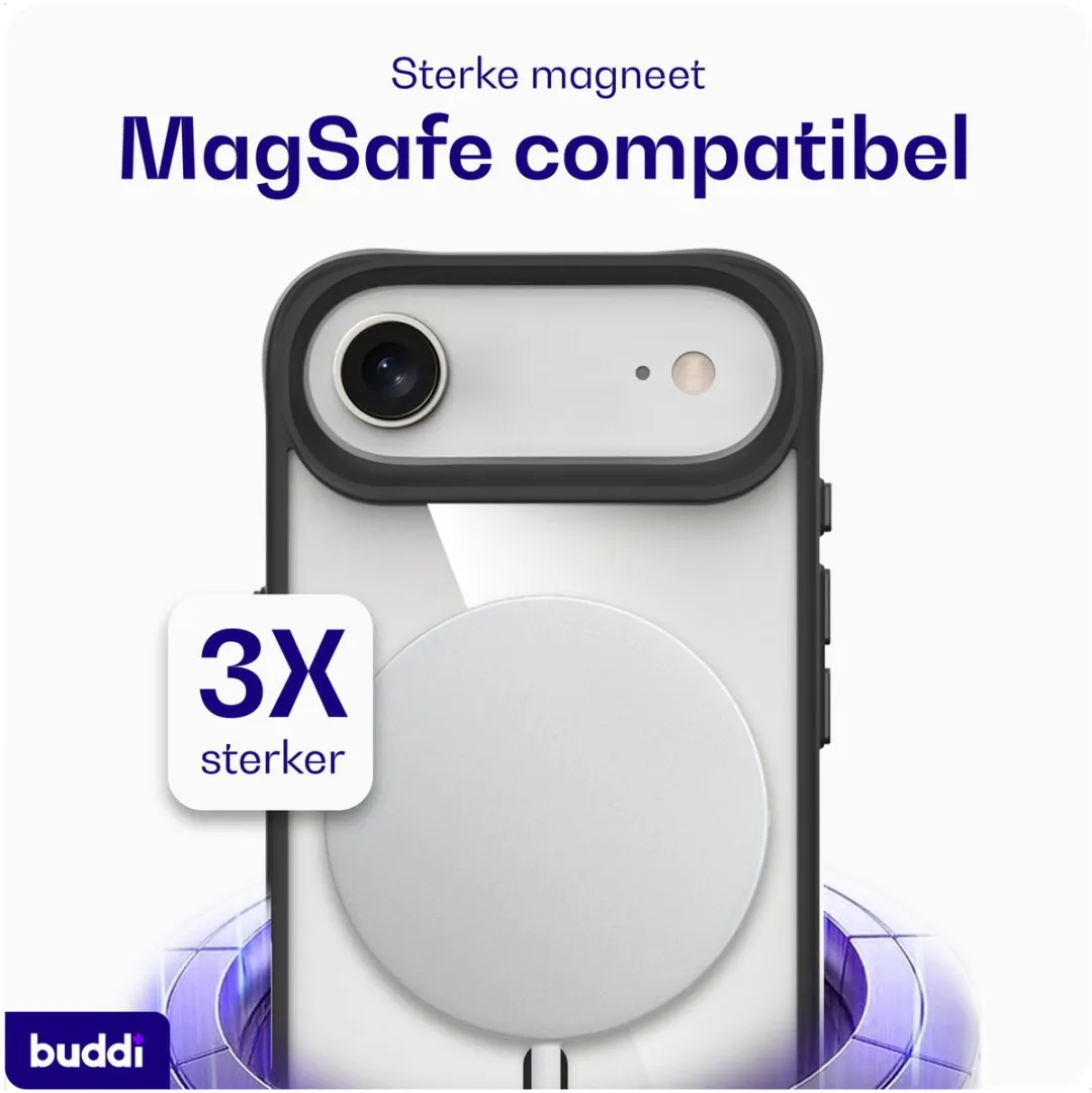 Buddi Hybrid Hoesje Apple iPhone Air - MagSafe - Transparant Zwart - afbeelding 6 van 6