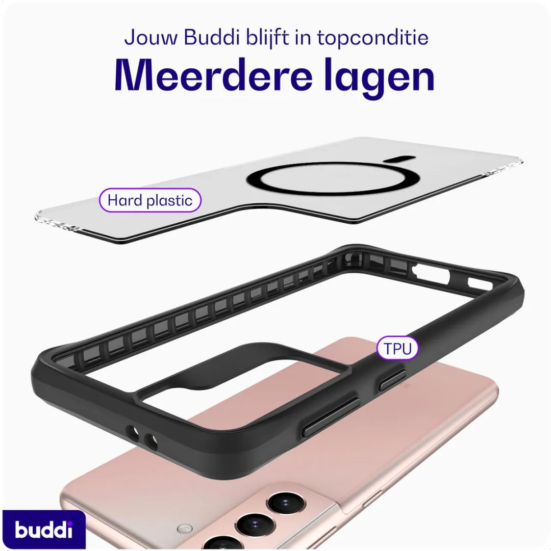 Buddi Hybrid Hoesje Samsung Galaxy S21 - MagSafe - Matte Zwart