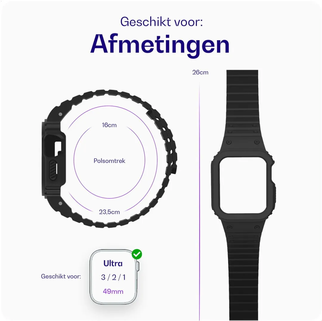 Buddi Forge Bandje & Hoesje Apple Watch 49mm - Zwart