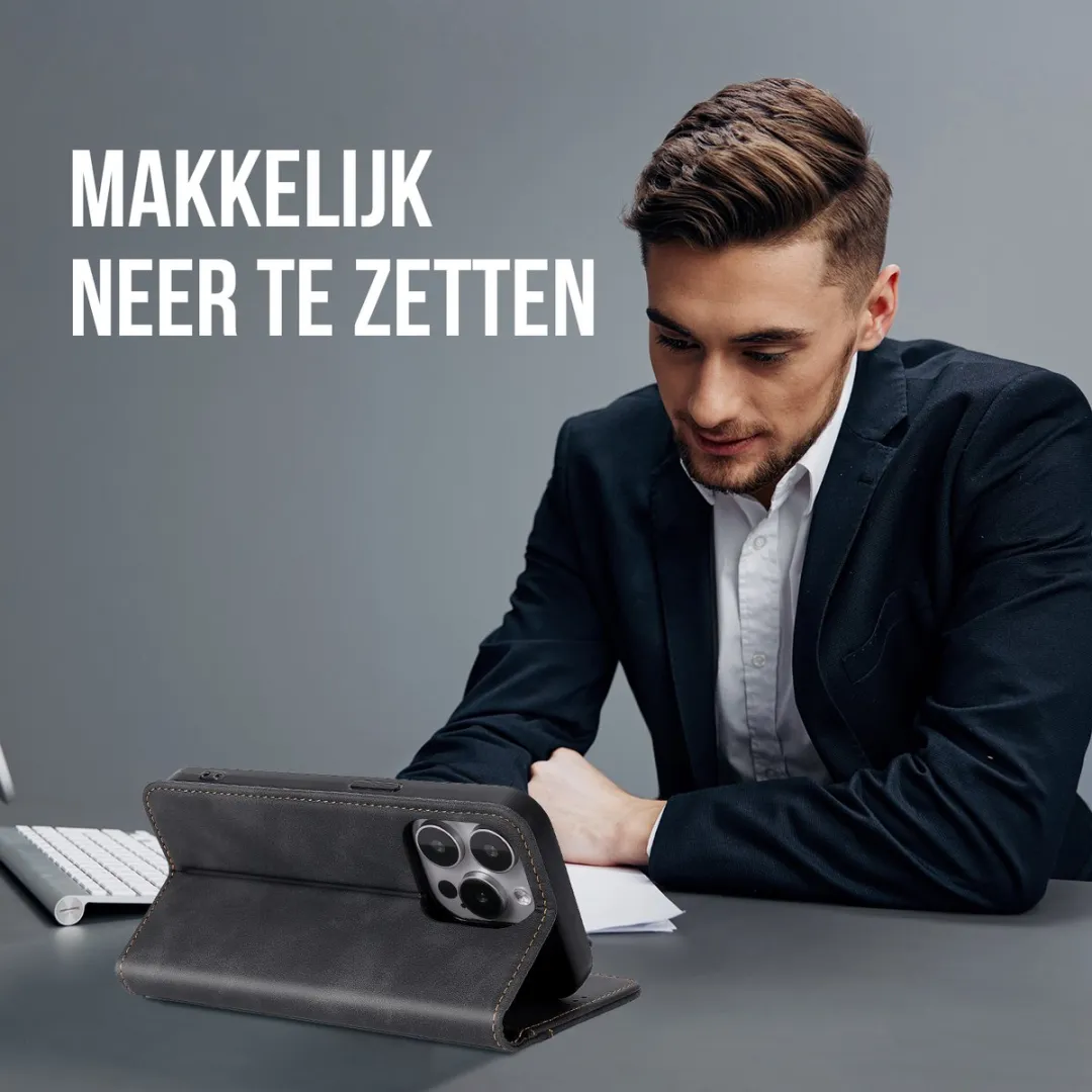 NUVEX iPhone 14 Pro Hoesje Zwart - 2 Pasjes + Screenprotector