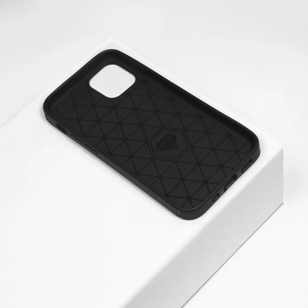 BMAX Carbon Hoesje iPhone 12 Pro Max - Zwart