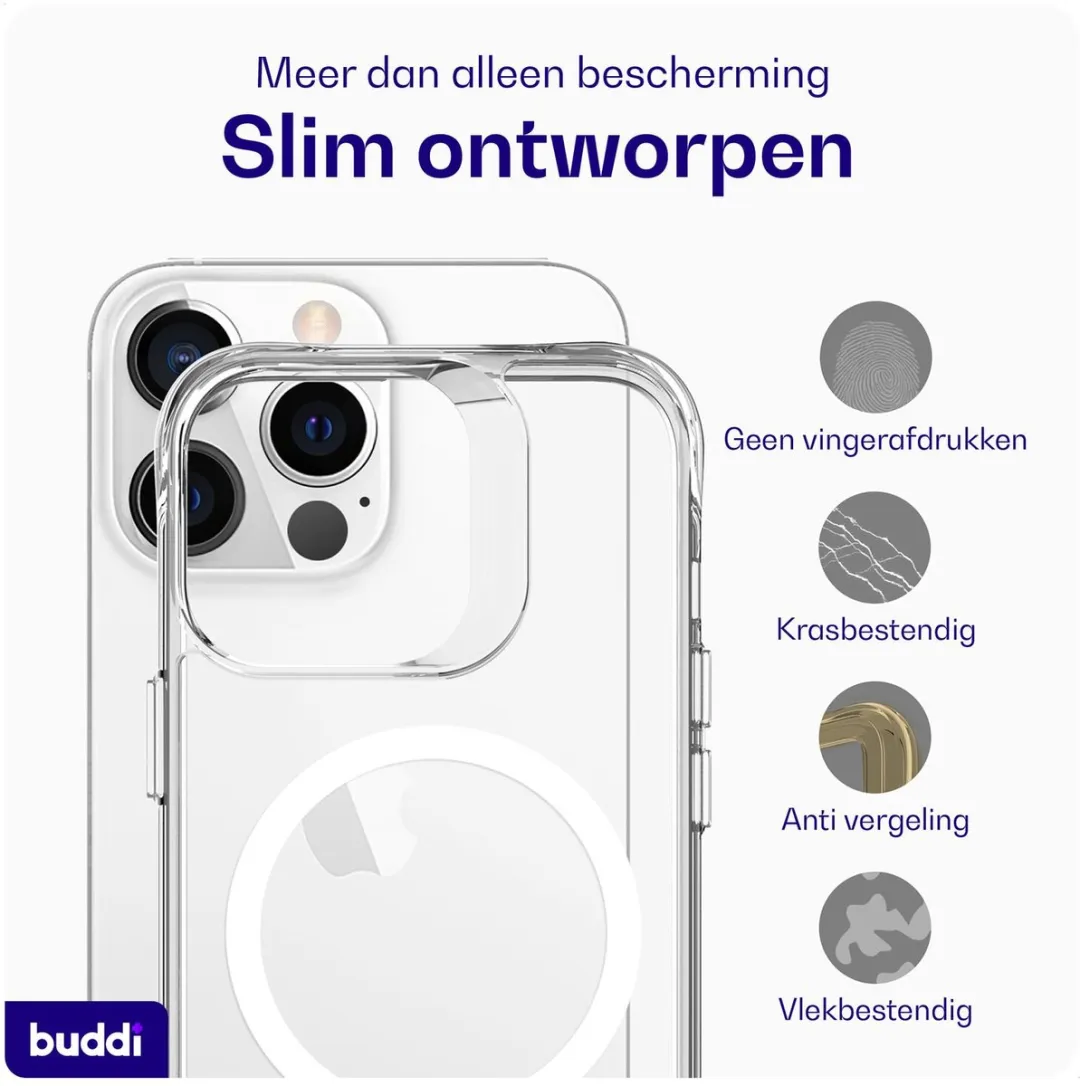 Buddi Core iPhone 13 Pro Hoesje - MagSafe - Transparant