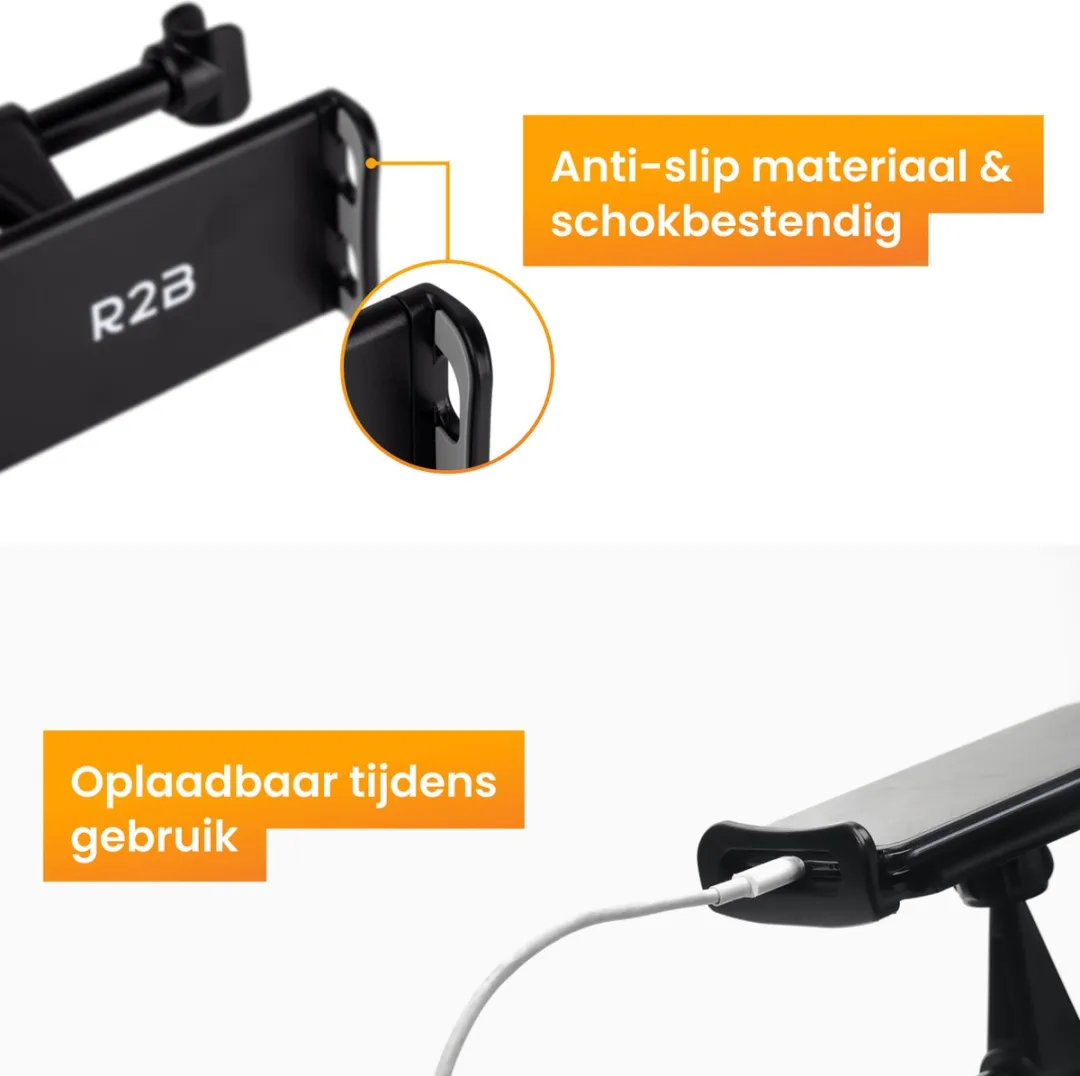 R2B Tablet houder Auto Hoofdsteun - Geschikt voor Tablet, Telefoon, Switch en Meer - Tablethouder Auto - Telefoonhouder - Auto Accessoires - Model Apeldoorn