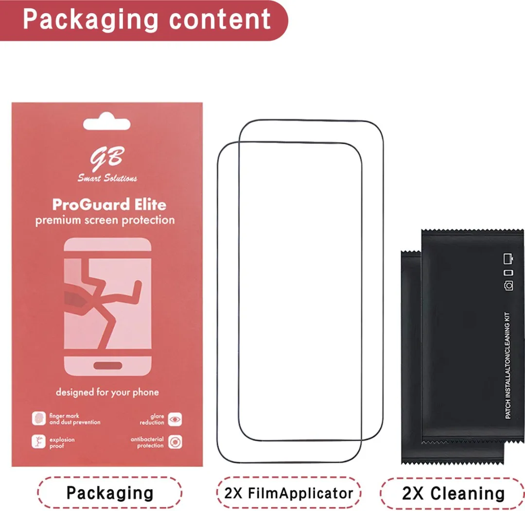 GB ProGuard Elite iPhone 17 Schermbeschermer - 2 Stuks - Volledig Gehard Glas