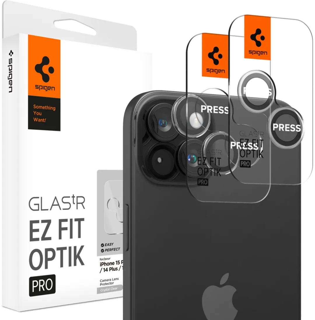 Spigen Optik Pro iPhone 15/15 Plus Camera Lens Protector Glas - 2 Stuks