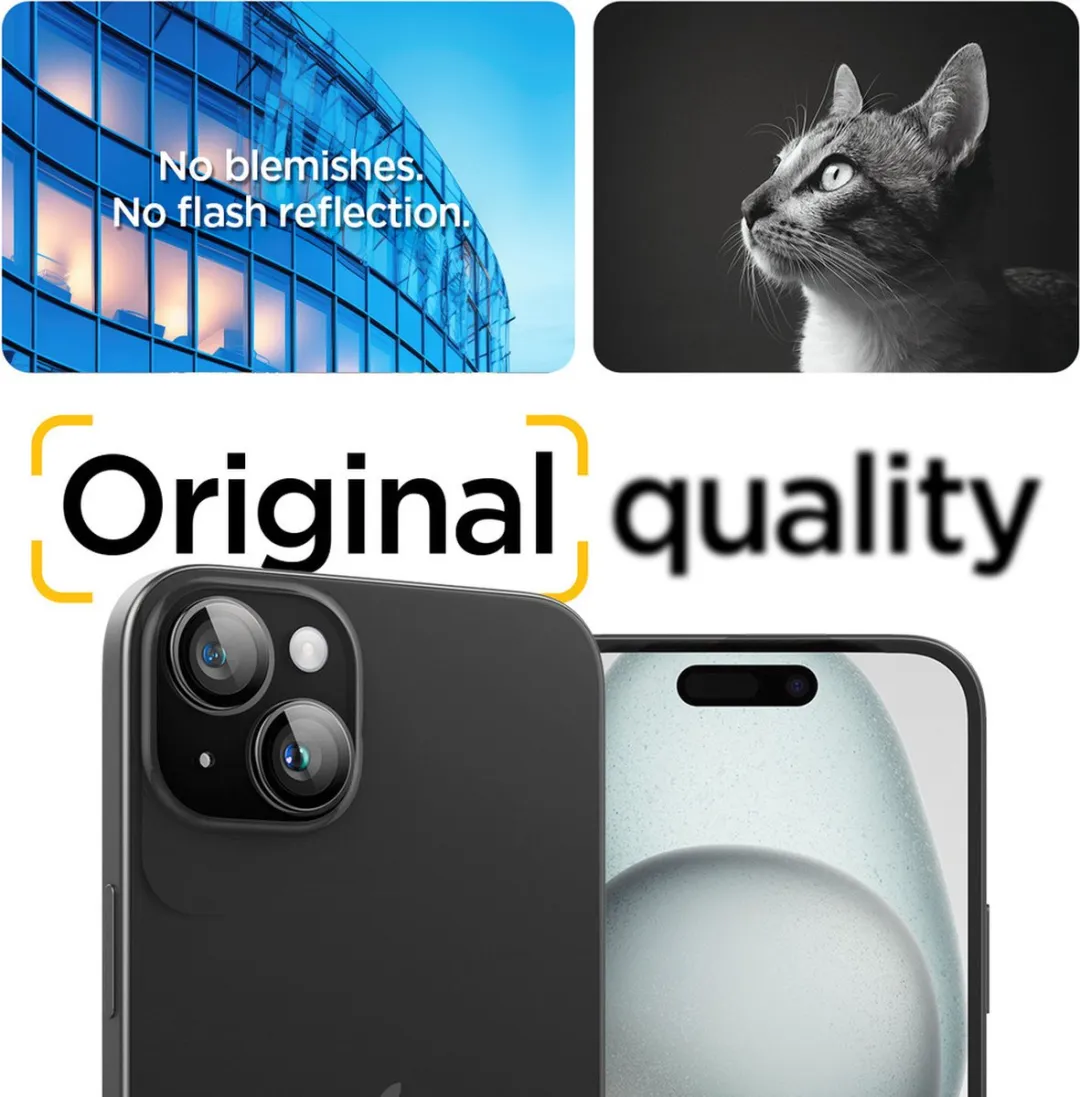 Spigen Optik Pro iPhone 15/15 Plus Camera Lens Protector Glas - 2 Stuks