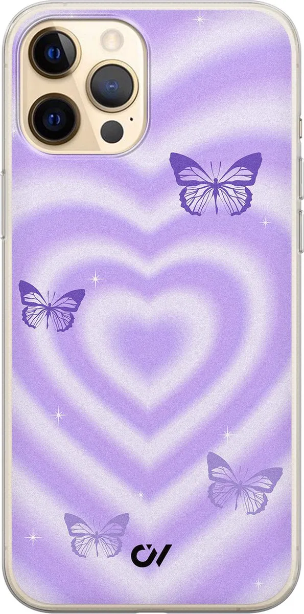 Casevibes iPhone 12 Hoesje Retro Hart Vlinder