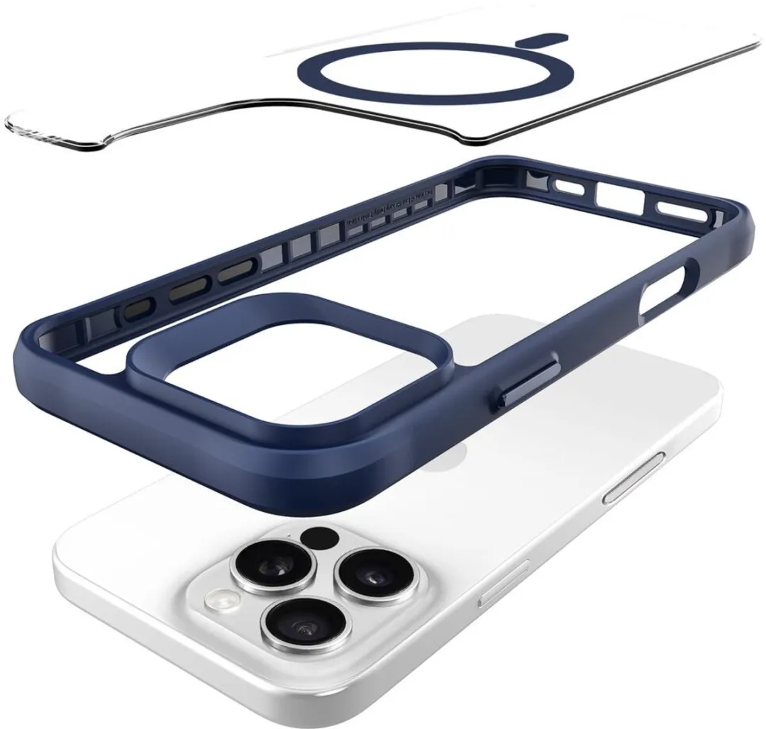 Buddi Hybrid Hoesje iPhone 16 Pro - Transparant Blauw - MagSafe