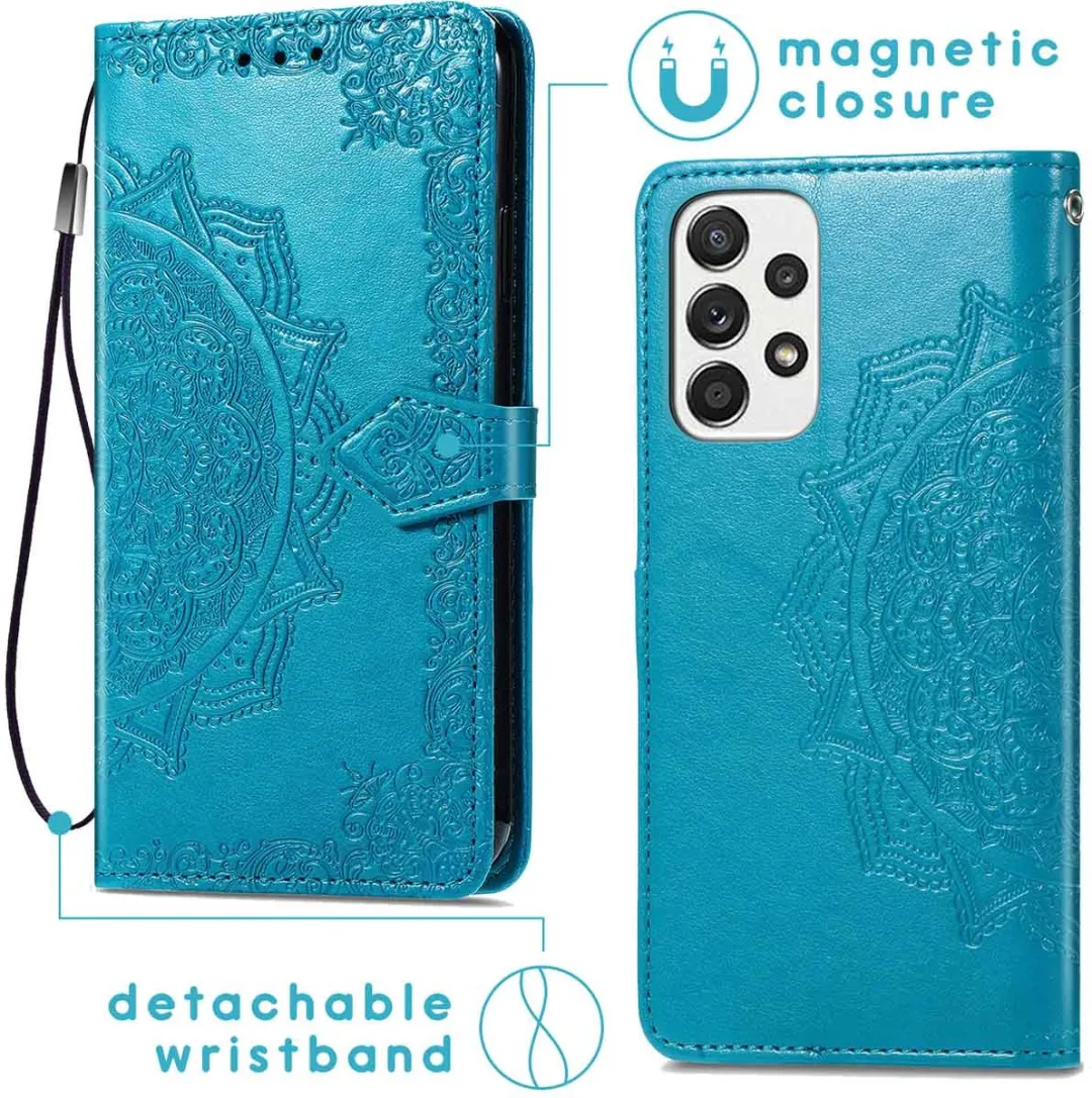 Imoshion Hoesje Samsung Galaxy A53 Mandala Bookcase - 3 Stuks - Turquoise