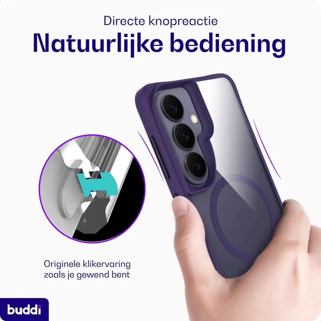 Buddi Hybrid Hoesje Samsung Galaxy S26 - Transparant Paars - MagSafe