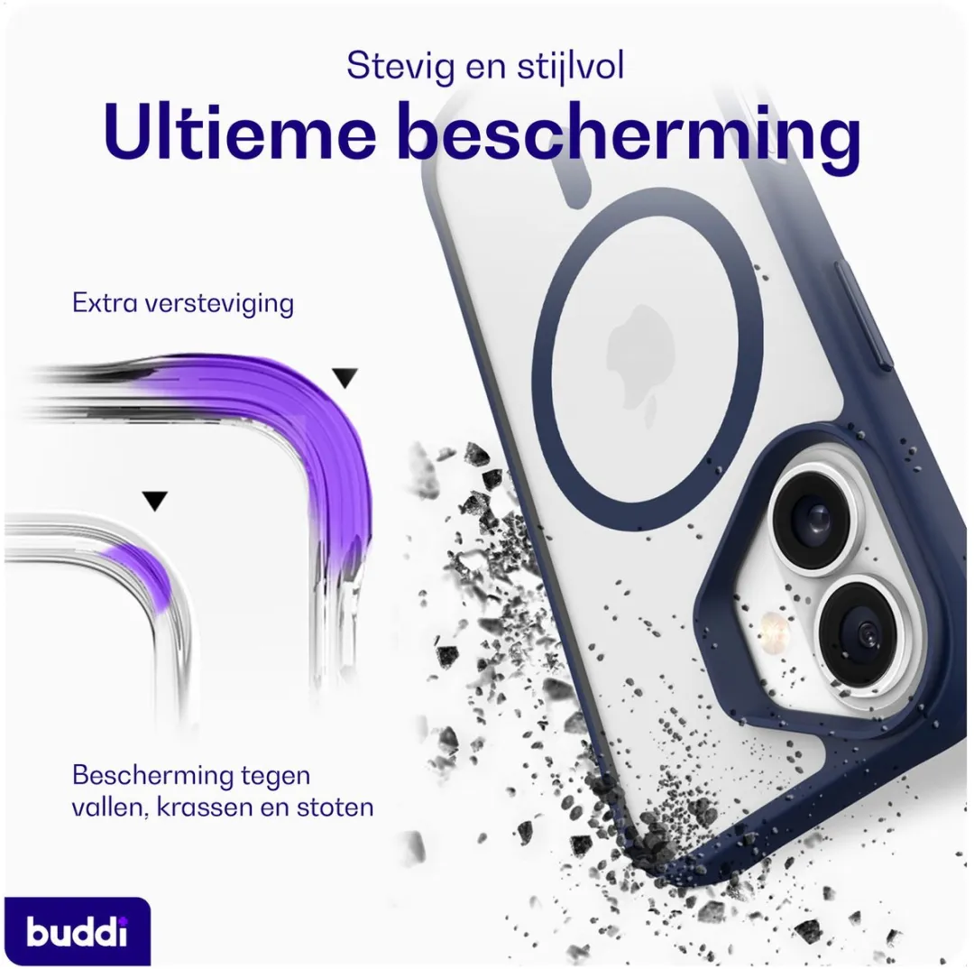 Buddi Hybrid Hoesje iPhone 17 - MagSafe - Matte Blauw