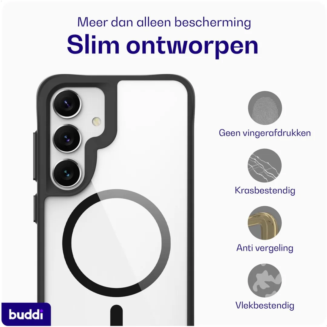 Buddi Hybrid Hoesje Samsung Galaxy S25 Plus - MagSafe - Transparant Zwart