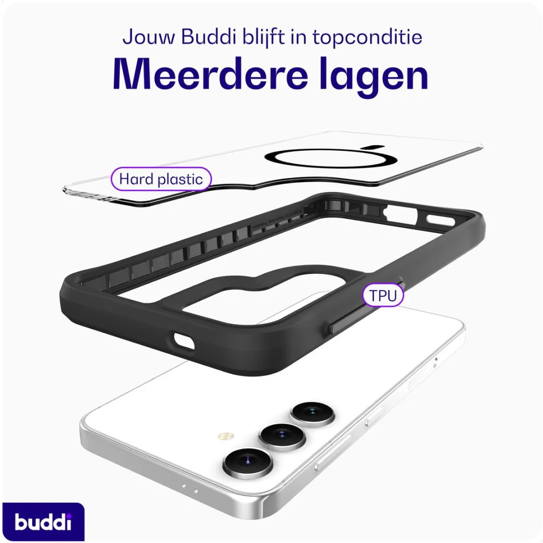 Buddi Hybrid Hoesje Samsung Galaxy S25 Plus - MagSafe - Transparant Zwart