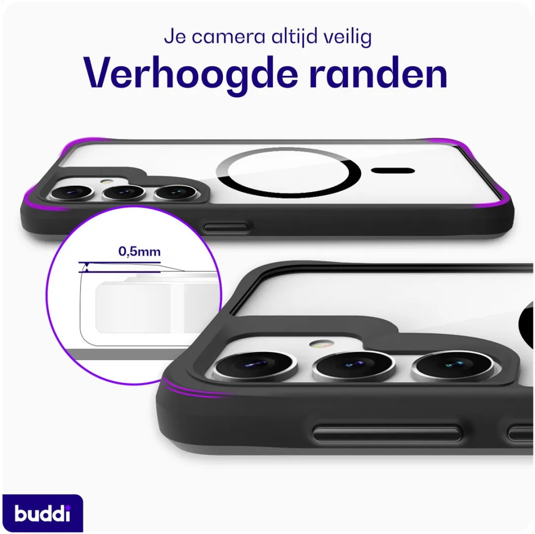 Buddi Hybrid Hoesje Samsung Galaxy S25 Plus - MagSafe - Transparant Zwart