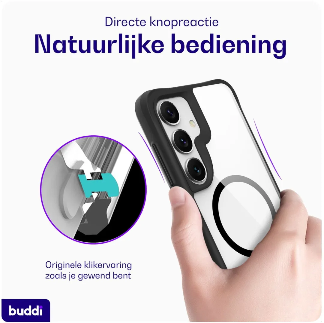 Buddi Hybrid Hoesje Samsung Galaxy S25 Plus - MagSafe - Transparant Zwart - afbeelding 6 van 6