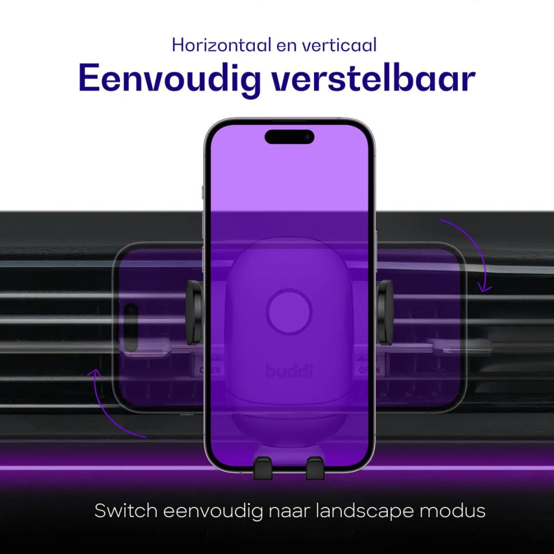 Buddi Way Universele Telefoonhouder Auto BH00003 - 360° Draaibaar - Zwart