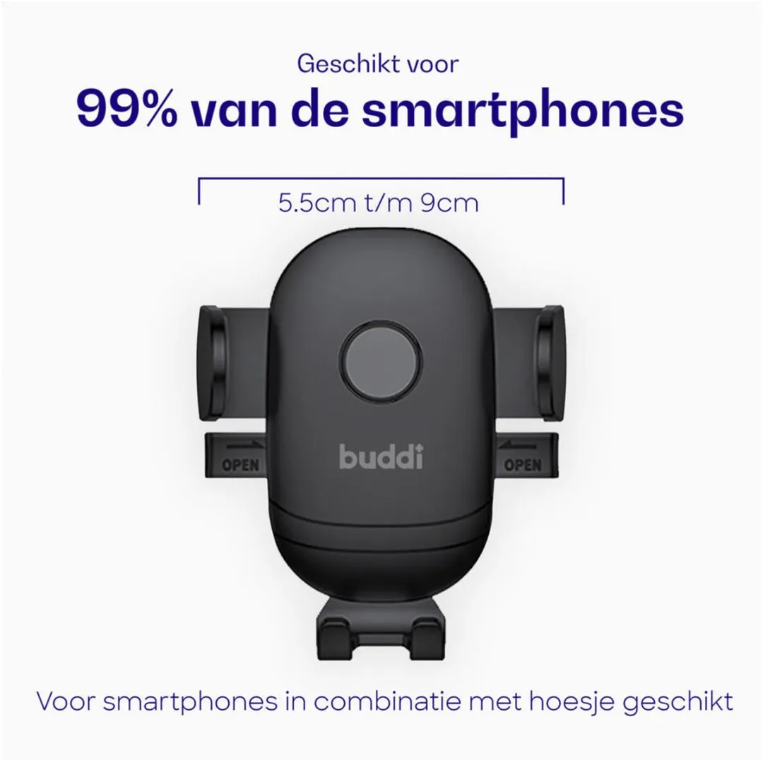 Buddi Way Universele Telefoonhouder Auto BH00003 - 360° Draaibaar - Zwart