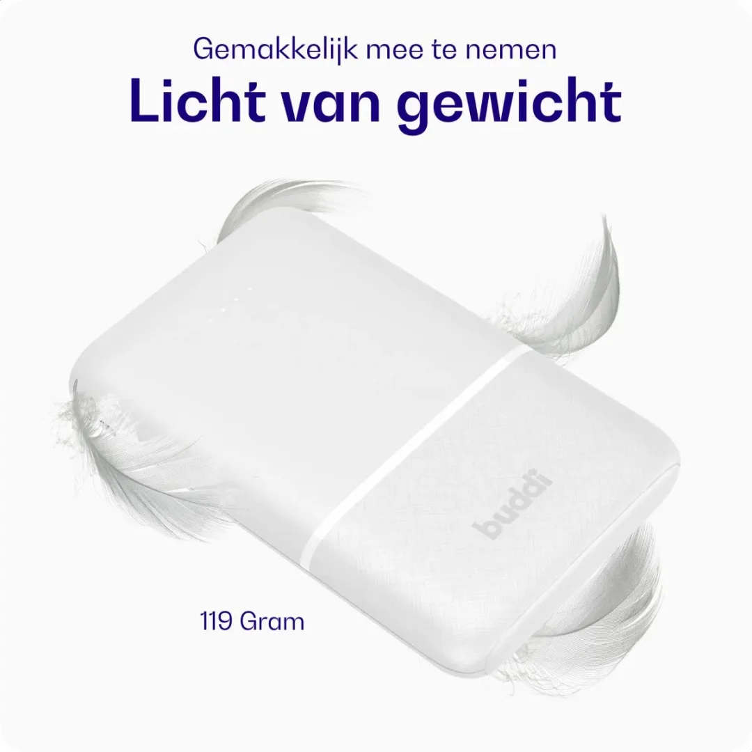 Buddi Go 5.000 Powerbank - 2x Smartphone - 18,5W - Wit