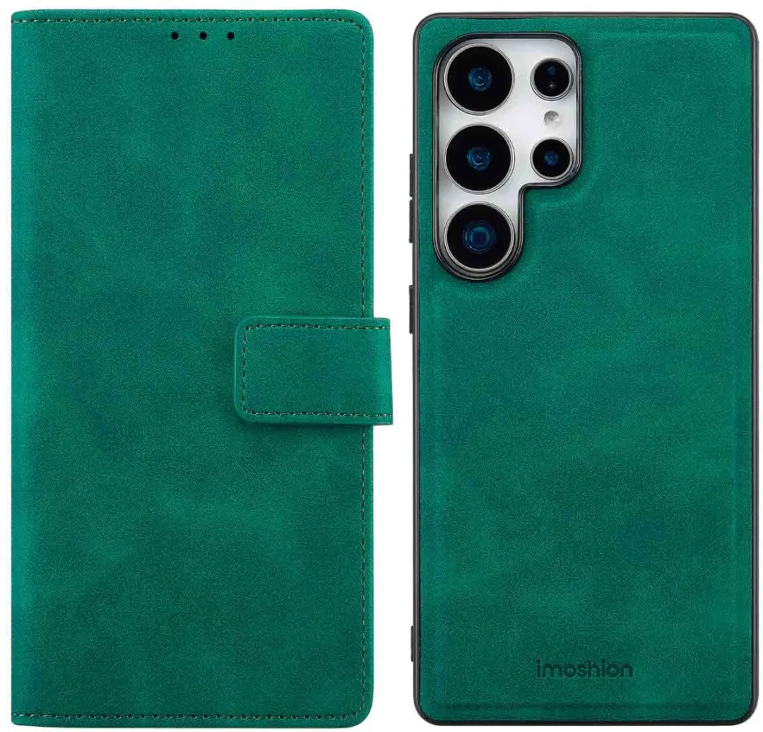 Imoshion Bookcase Hoesje Samsung Galaxy S25 Ultra - Donkergroen