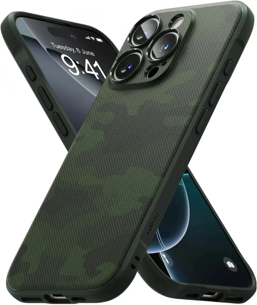 Ringke Onyx Camo Groen Hoesje iPhone 16 Pro - Militaire Standaard