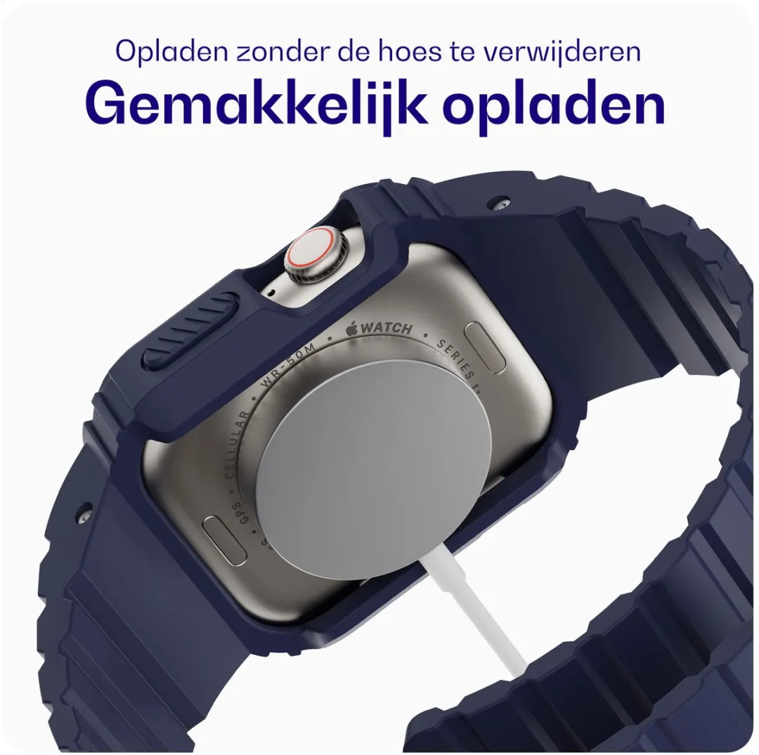 Buddi Forge Hoesje & Bandje Apple Watch 44/45mm - Siliconen - Blauw