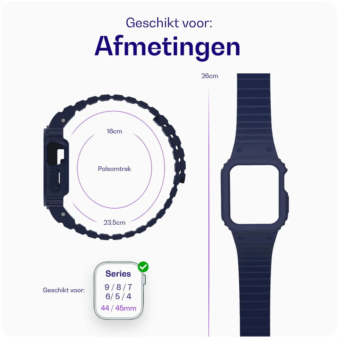 Buddi Forge Hoesje & Bandje Apple Watch 44/45mm - Siliconen - Blauw
