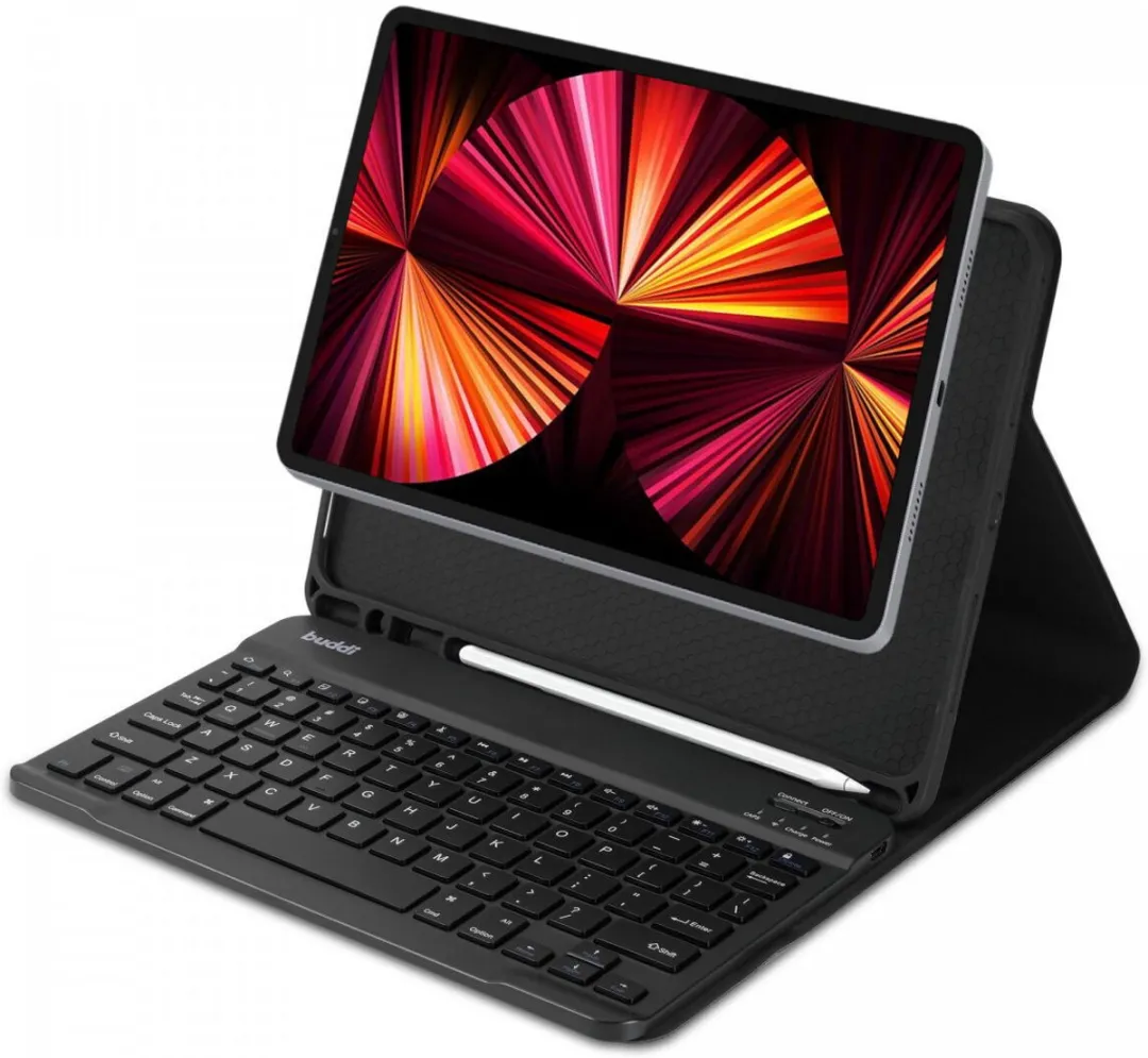 Buddi Zuna Hoes met QWERTY Toetsenbord Geschikt voor Apple iPad Air (2022/2020) | Beschermhoes | Bluetooth 5.0 | met Penhouder | Magnetisch Uitneembaar Keyboard | Book Case met Standaard | Zwart