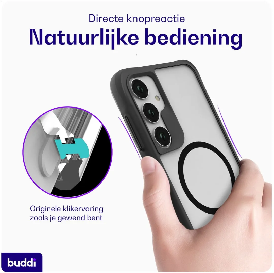 Buddi Hybrid Hoesje Samsung Galaxy A35 - MagSafe - Matte Zwart