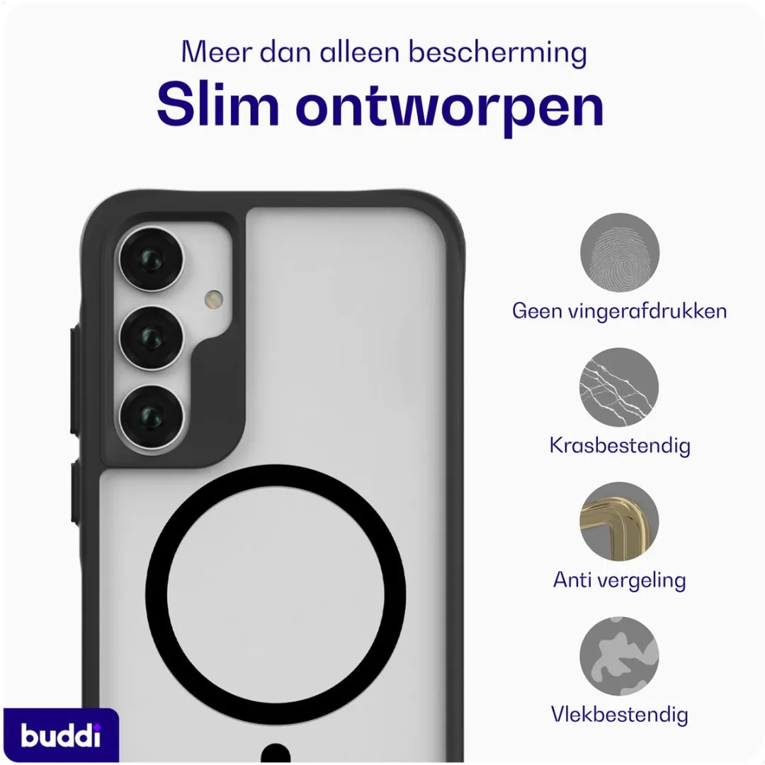 Buddi Hybrid Hoesje Samsung Galaxy A35 - MagSafe - Matte Zwart