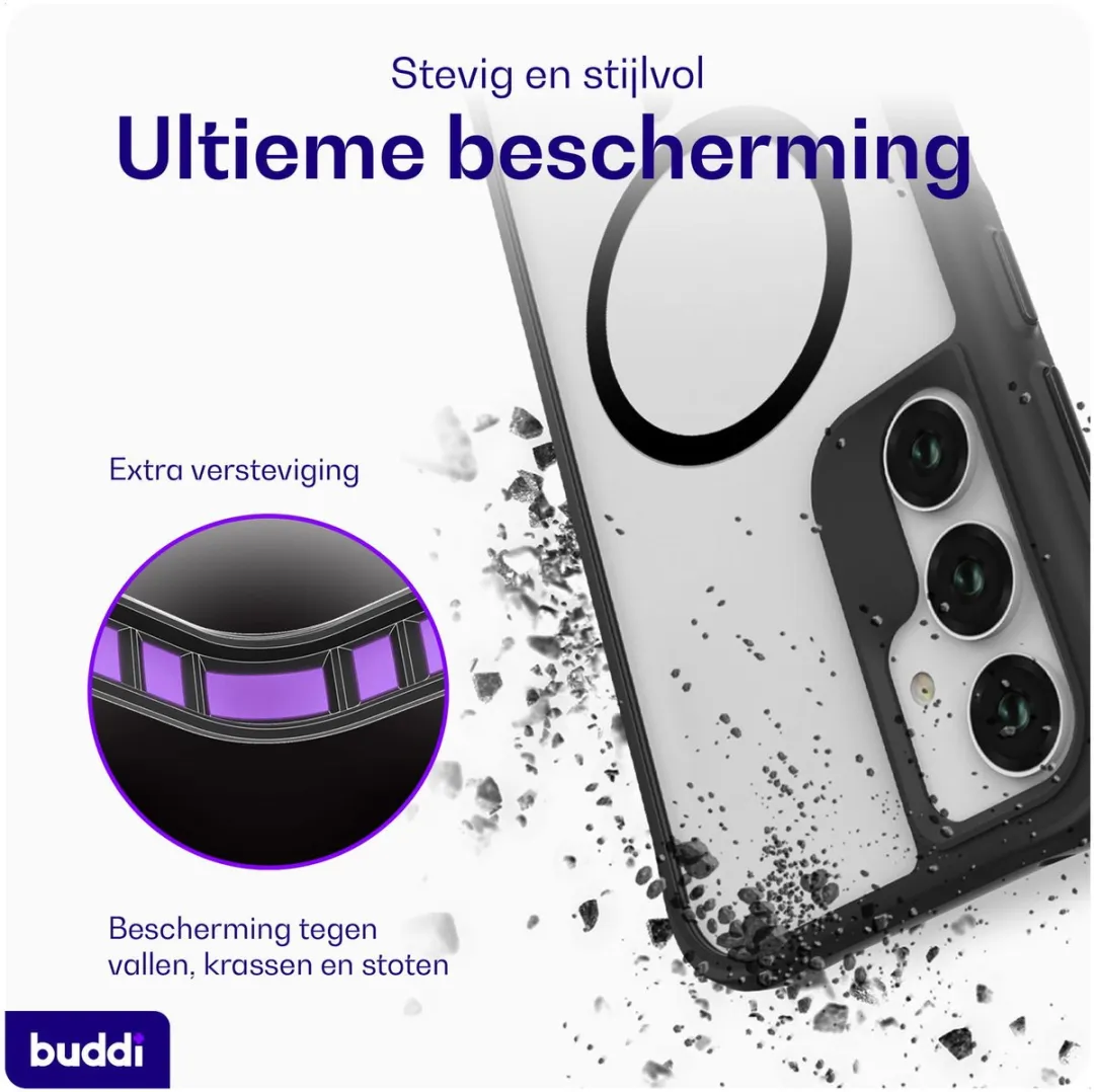Buddi Hybrid Hoesje Samsung Galaxy A35 - MagSafe - Matte Zwart